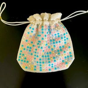 Vintage candy dot drawstring homemade handbag
